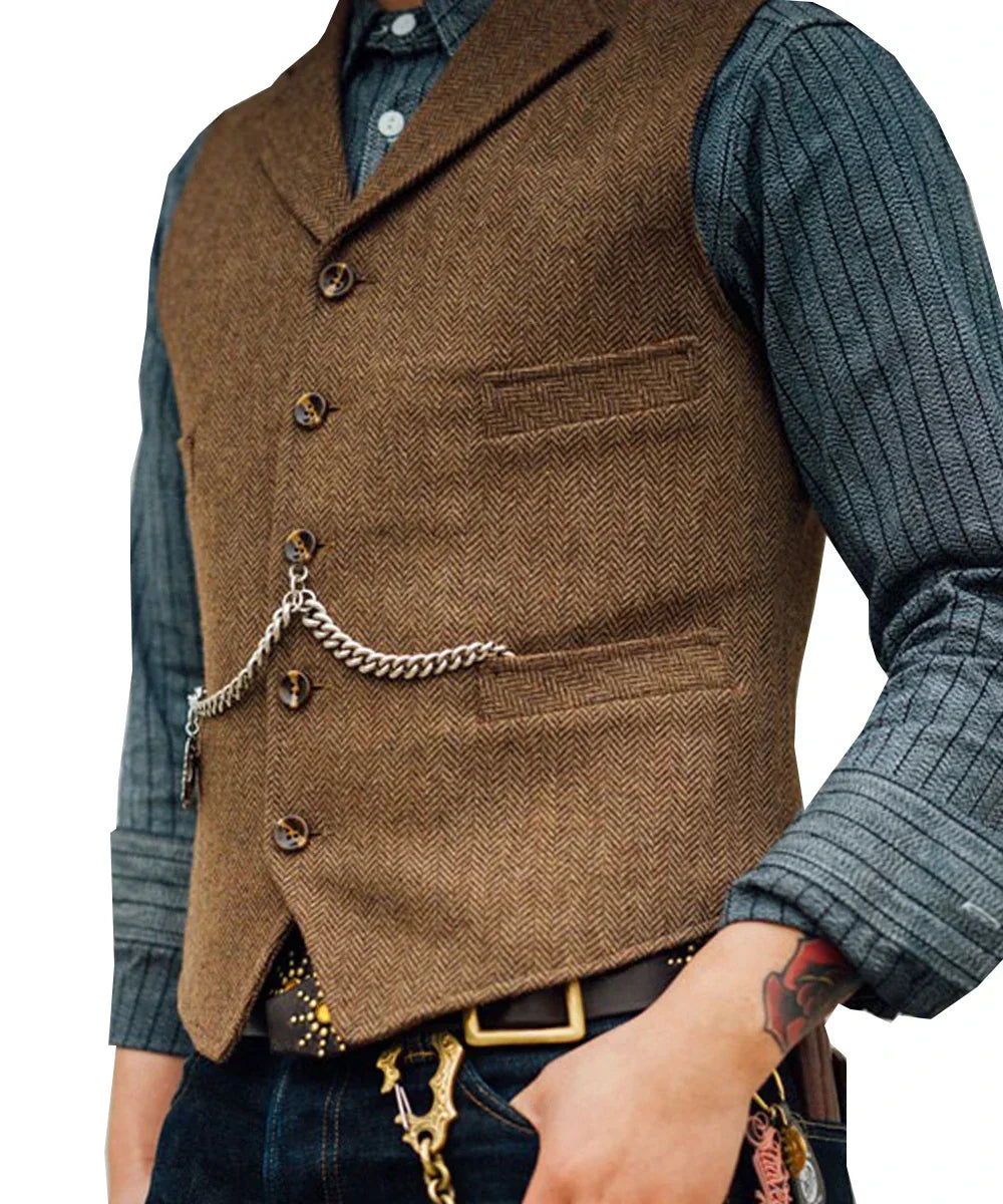 Bolendo Hortu - Traditionelle Slim-Fit-Trachtenweste aus Tweed für Herren