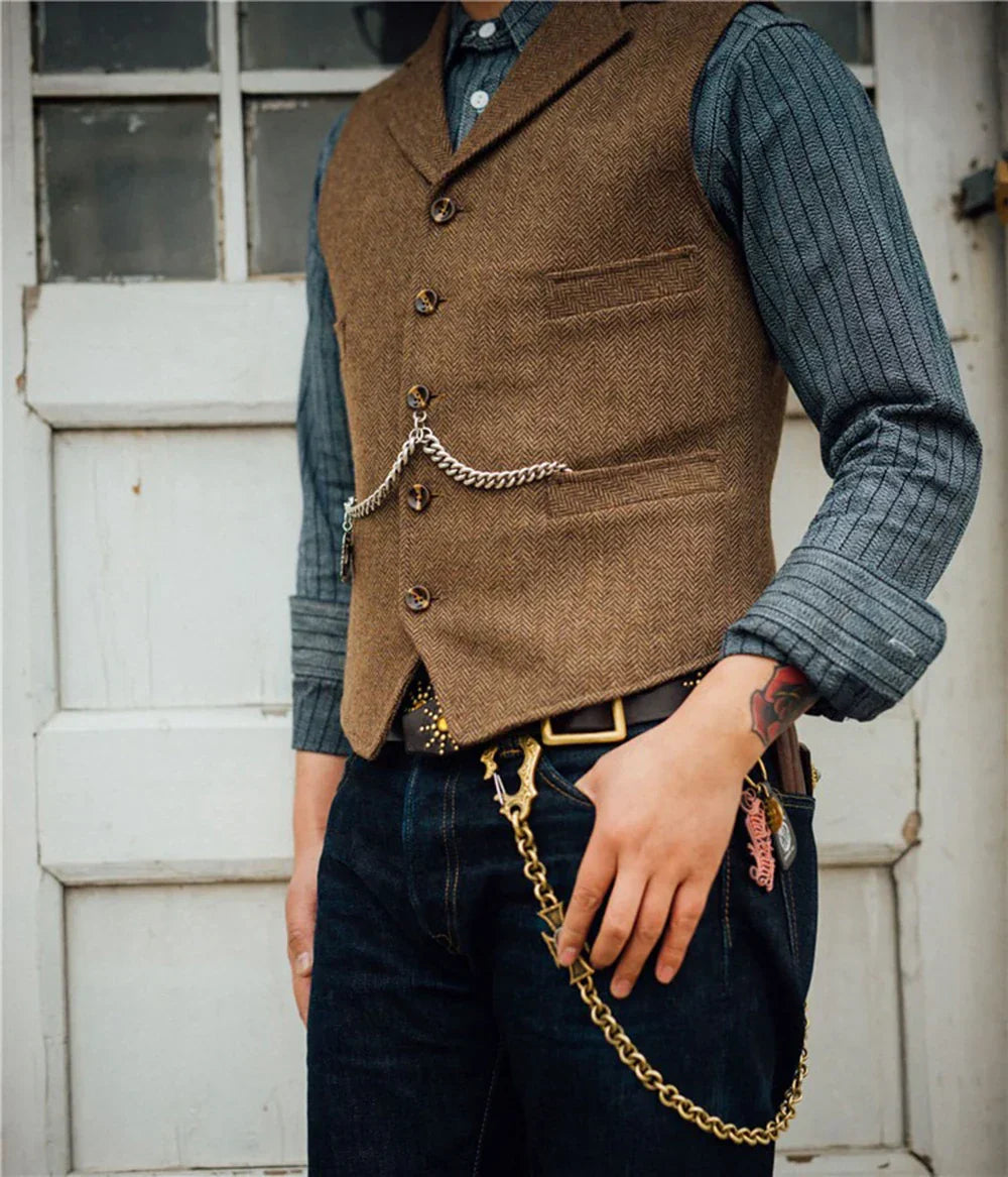 Bolendo Hortu - Traditionelle Slim-Fit-Trachtenweste aus Tweed für Herren