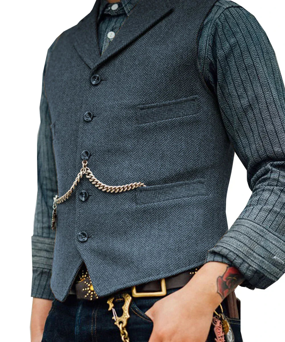 Bolendo Hortu - Traditionelle Slim-Fit-Trachtenweste aus Tweed für Herren