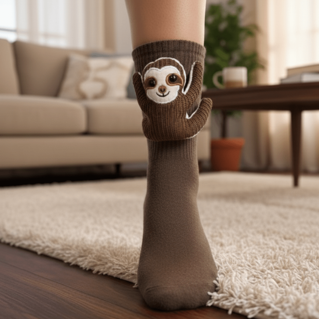 HUGFOOT – Cozy House Socks with Cute 3D Animal Accent & Secure Non-Slip Sole 0