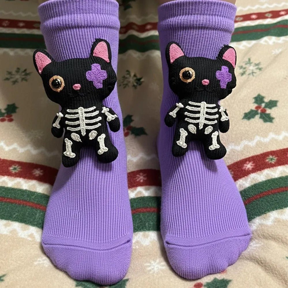 HUGFOOT – Cozy House Socks with Cute 3D Animal Accent & Secure Non-Slip Sole 11
