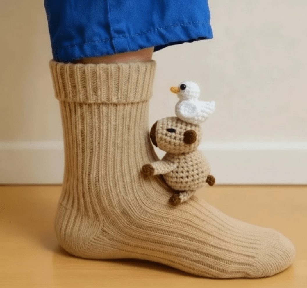 HUGFOOT – Cozy House Socks with Cute 3D Animal Accent & Secure Non-Slip Sole 15