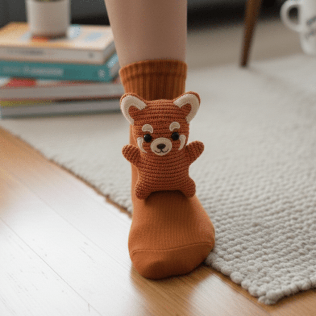 HUGFOOT – Cozy House Socks with Cute 3D Animal Accent & Secure Non-Slip Sole 4