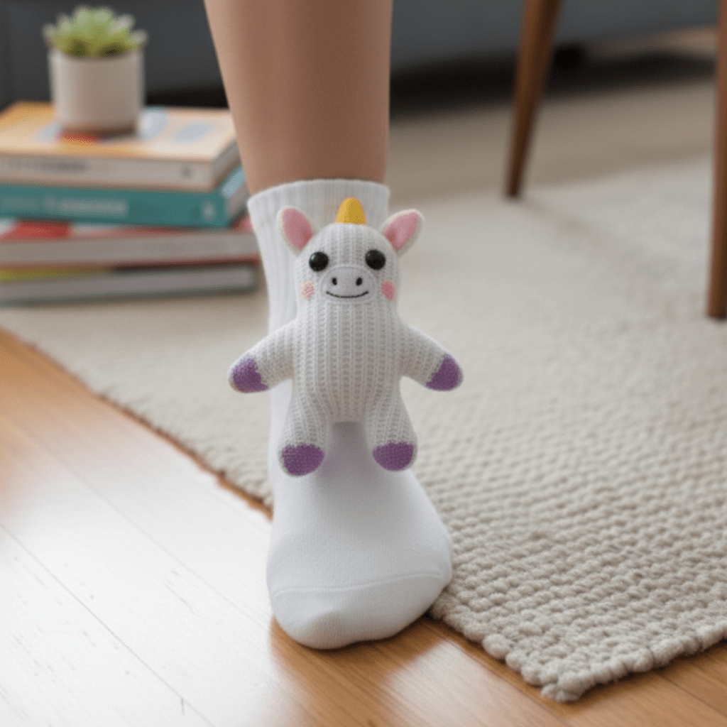 HUGFOOT – Cozy House Socks with Cute 3D Animal Accent & Secure Non-Slip Sole 9