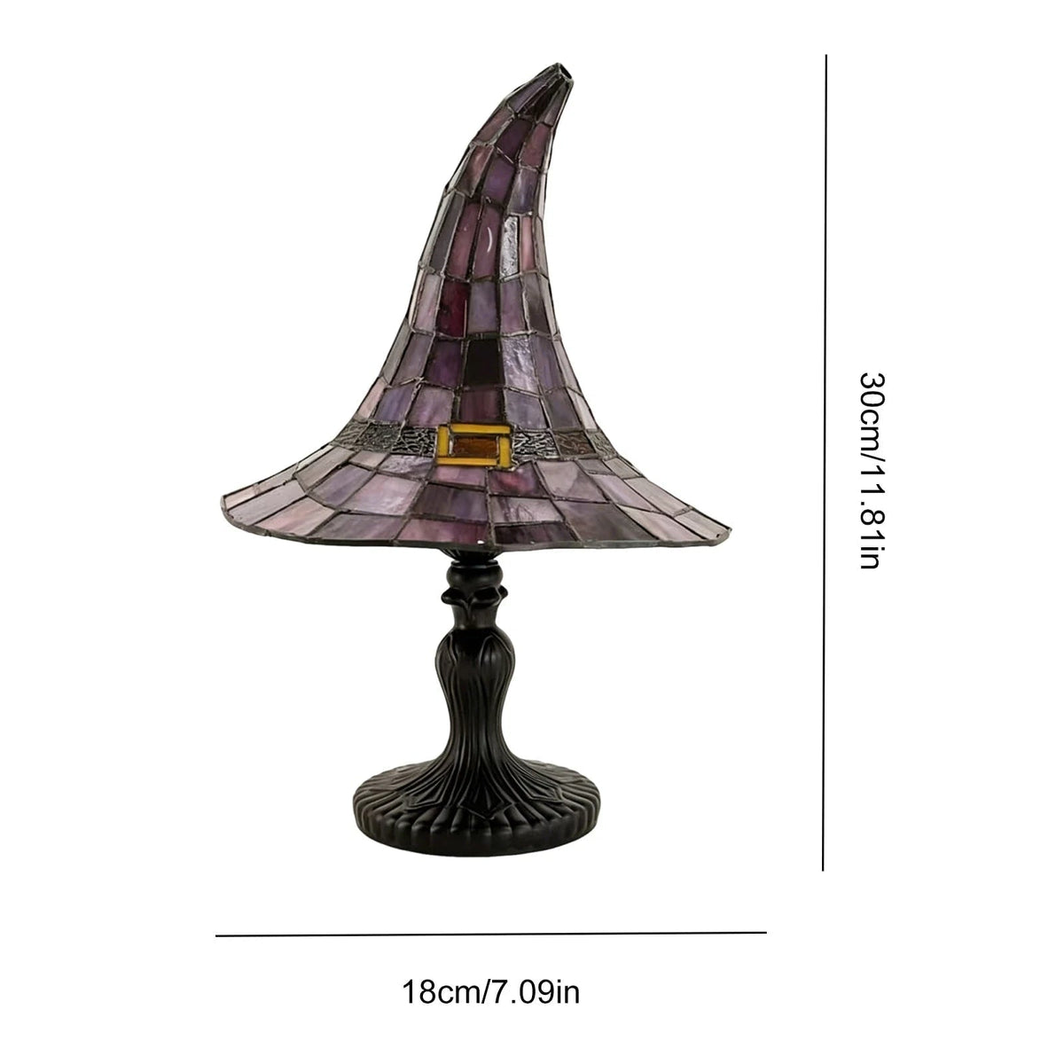 Halloween Witch Hat Table Lamp with Stained Glass Panels for Bedroom Bedside Decoration 5