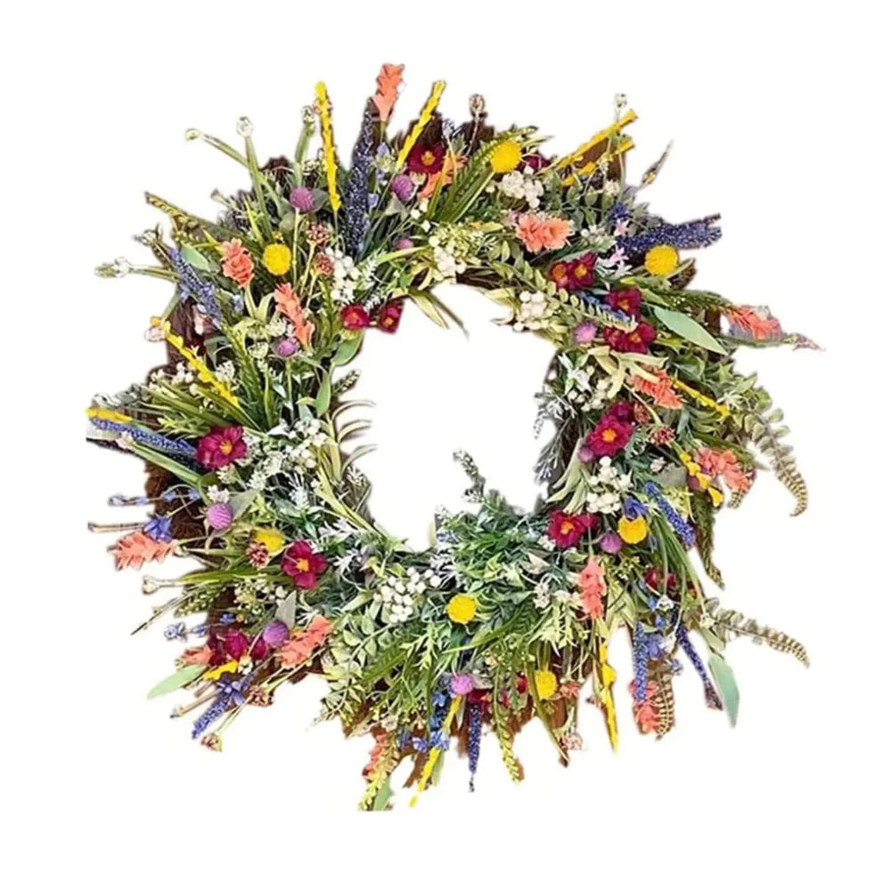 Handgefertigter Türkranz mit Lebendigen Blumen und Grün für Einladende Dekoration 0