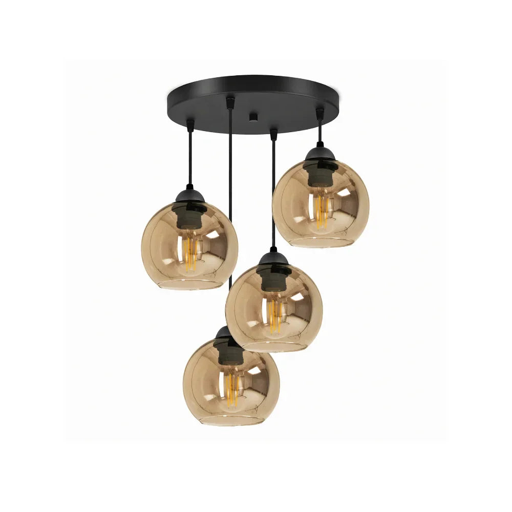 Lampada a sospensione industriale a 4 fiamme Amber – Luce calda e stile senza tempo
