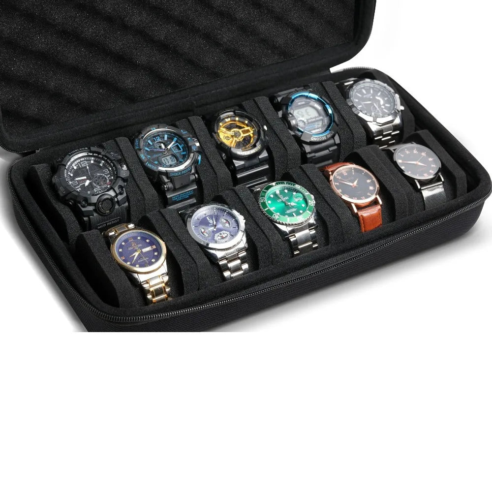 Hard Shell Watch Storage Box with 5 or 10 Slots for Travel and Display 3