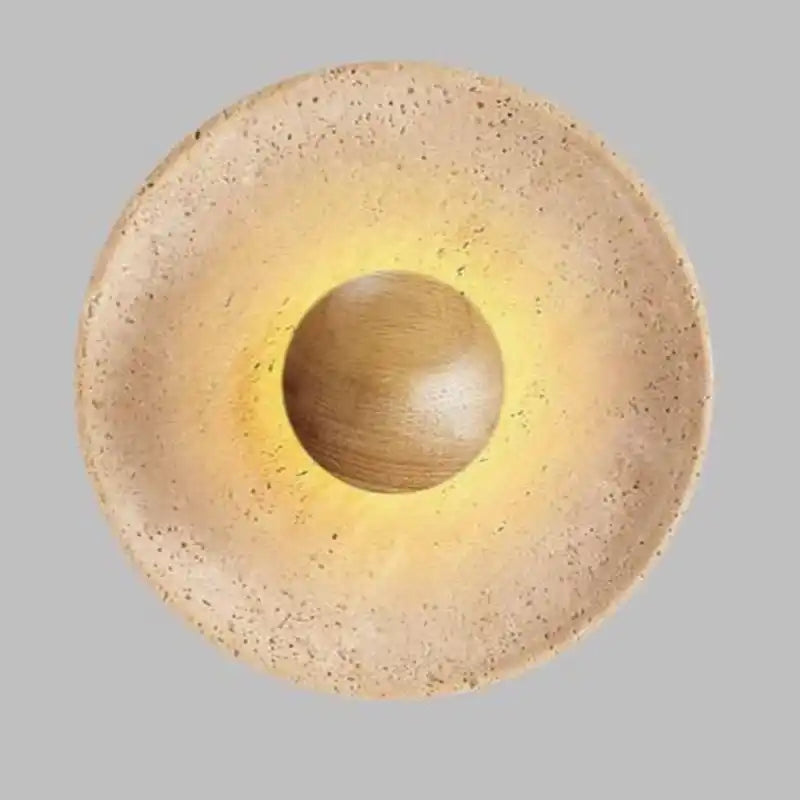 Heliara Round Halo Travertine Stone Wall Light 0