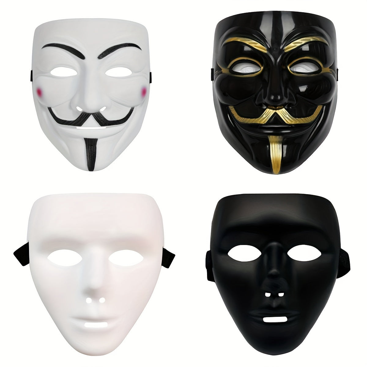Heren Volledige Gezicht Plastic Halloween Masker | Anonieme Cosplay 4