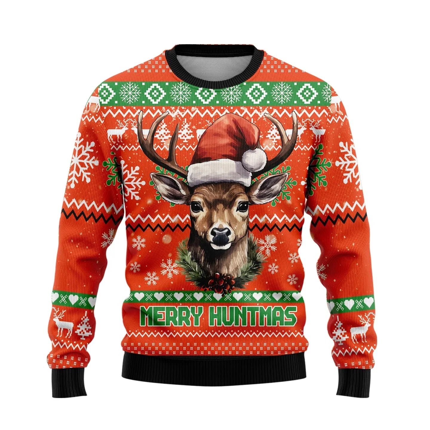 Herten kersttrui voor heren met crewneck en gebreide elanden 1