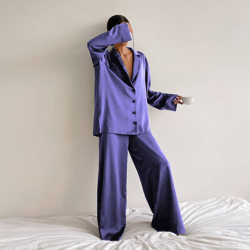 Ensemble pyjama en satin et soie grande taille - Curtis