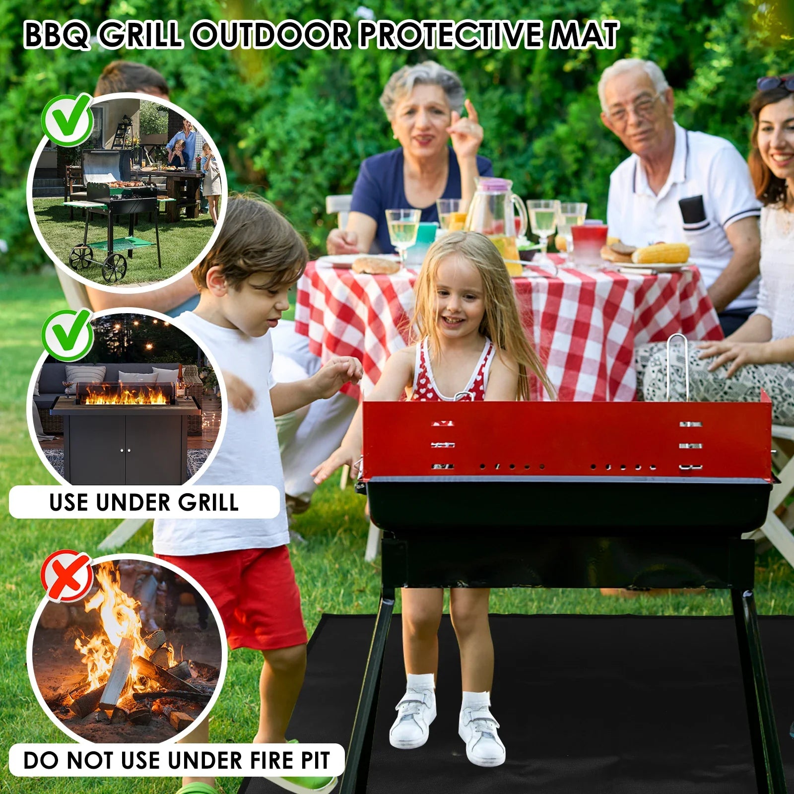 Hittebestendige BBQ-mat voor buitengebruik, waterdicht en herbruikbaar 122x76 cm 2