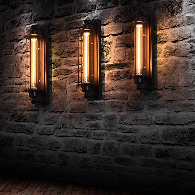 Industrielle Wandleuchte Innen mit E27-Fassung, Robustes Metalldesign für Wohnzimmer und Flure 4