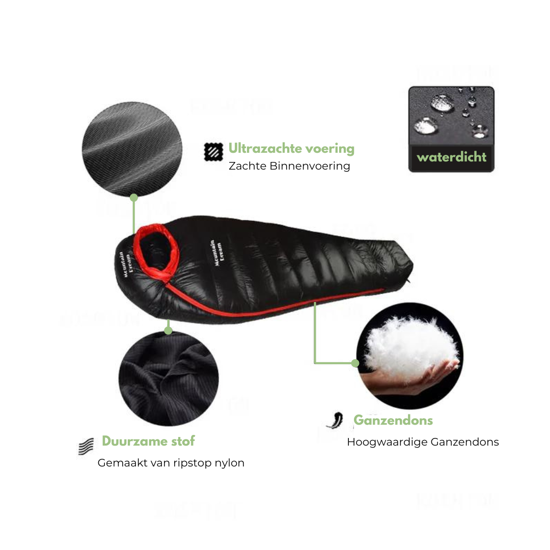 Spací vak na zimu - 400T Ripstop Nylon - do -20 °C s husacím perím