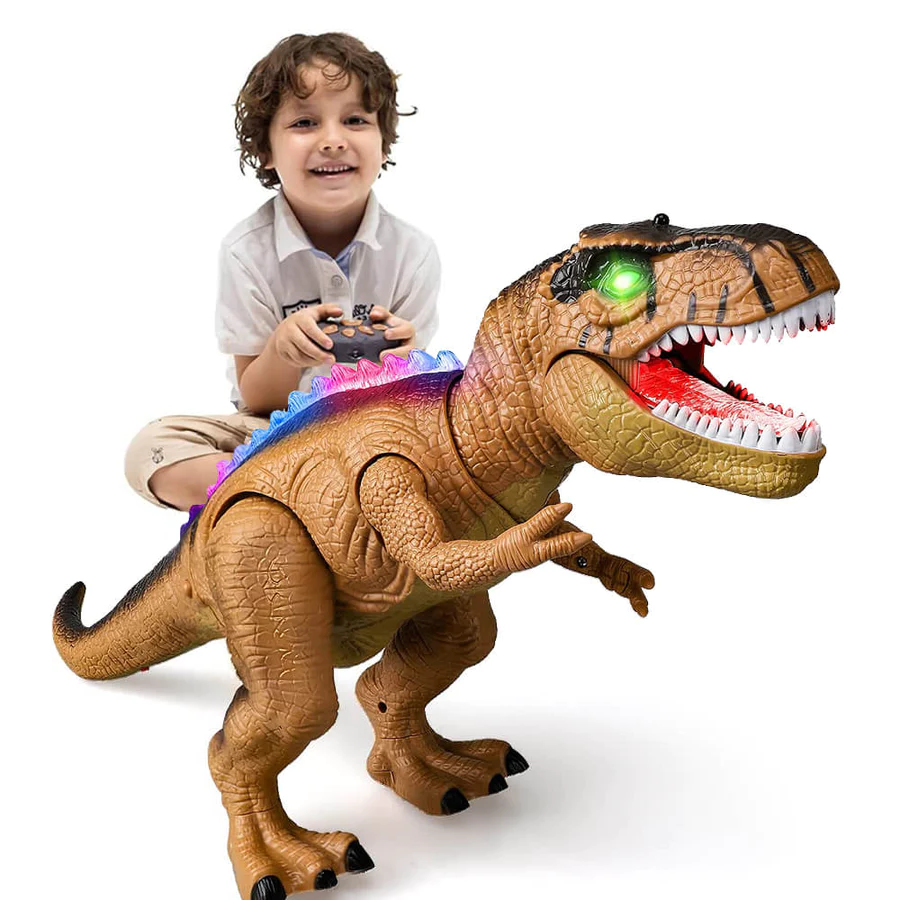 Interactieve dinosaurus met afstandsbediening – Lopende T-Rex met licht- en geluidseffecten 0
