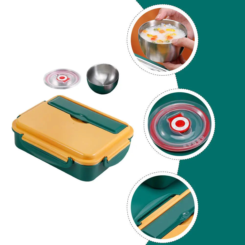 Isolierte Bento-Box aus Edelstahl und PP, 1,5 l, auslaufsicher, tragbar für Schule und Büro 3