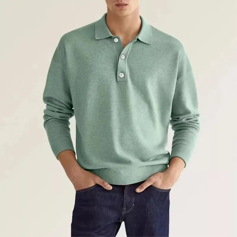 Elias - Elegante, casual polo a maniche lunghe