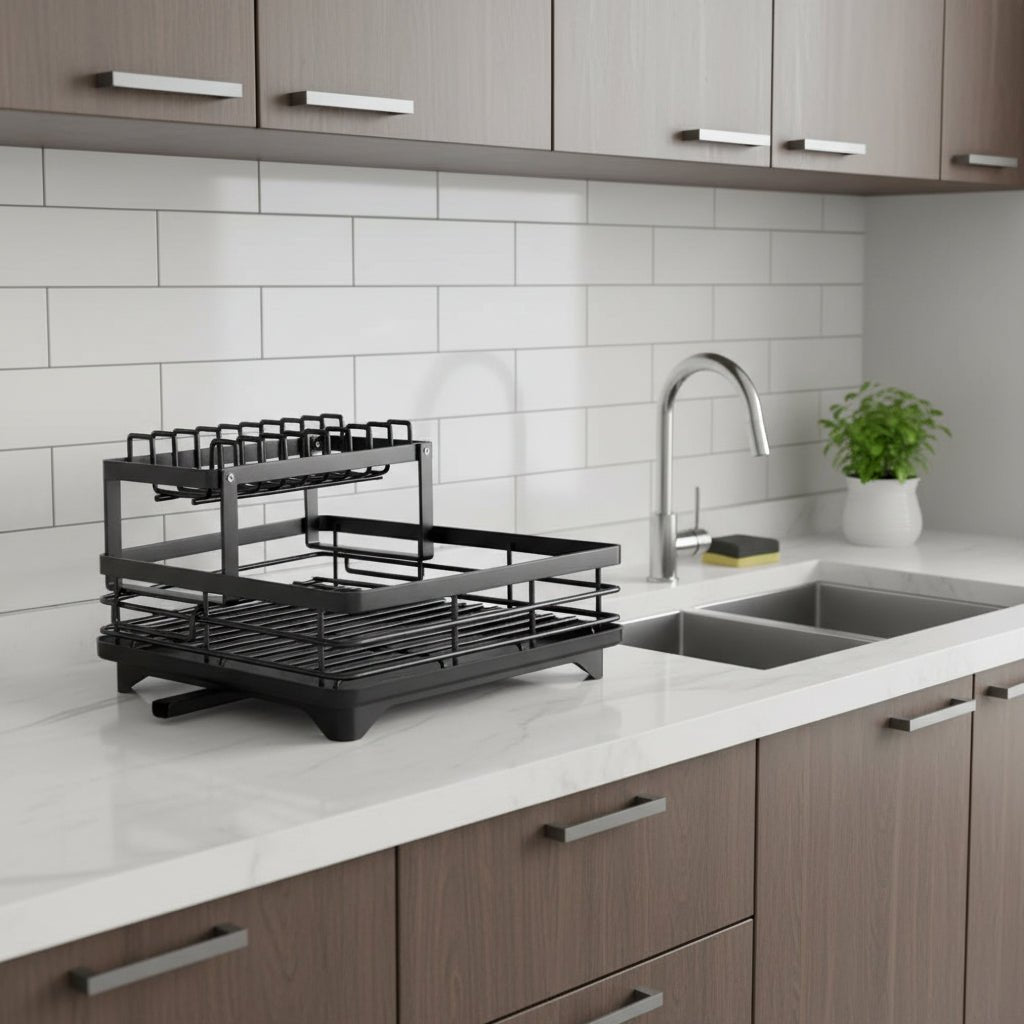 KITCHENFORM – Foldable stainless steel dish rack, space-saving design for modern kitchens 1