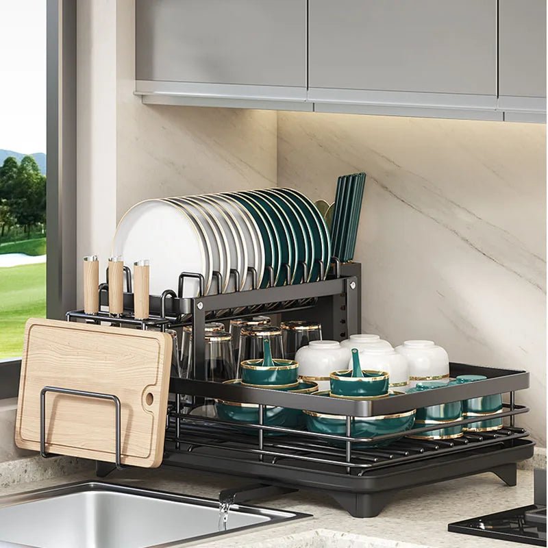 KITCHENFORM – Foldable stainless steel dish rack, space-saving design for modern kitchens 7