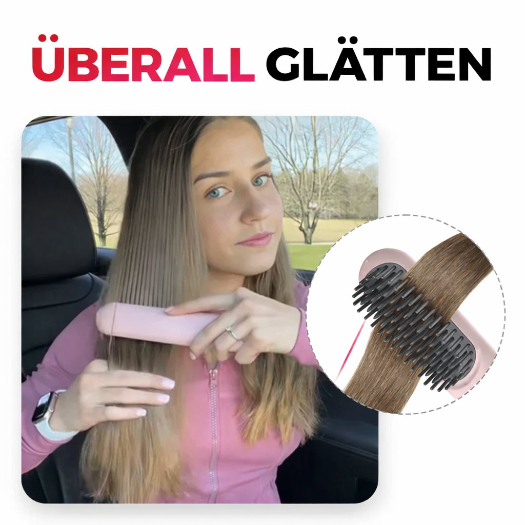 Kabellose Glättbürste für schnelles Styling, glänzendes Haar, wiederaufladbar 0