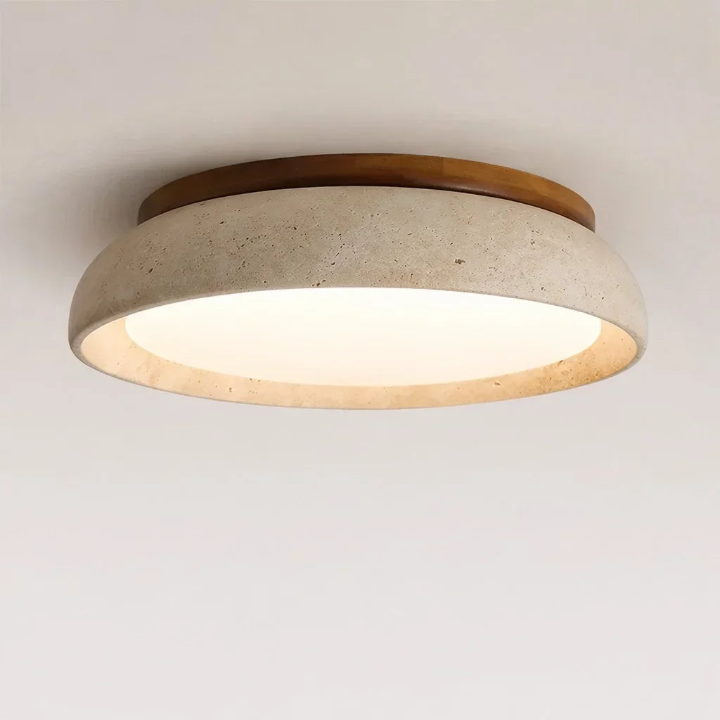 Kairi Scandinavian Travertine Stone Round Ceiling Light 0
