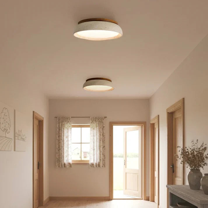 Kairi Scandinavian Travertine Stone Round Ceiling Light 3