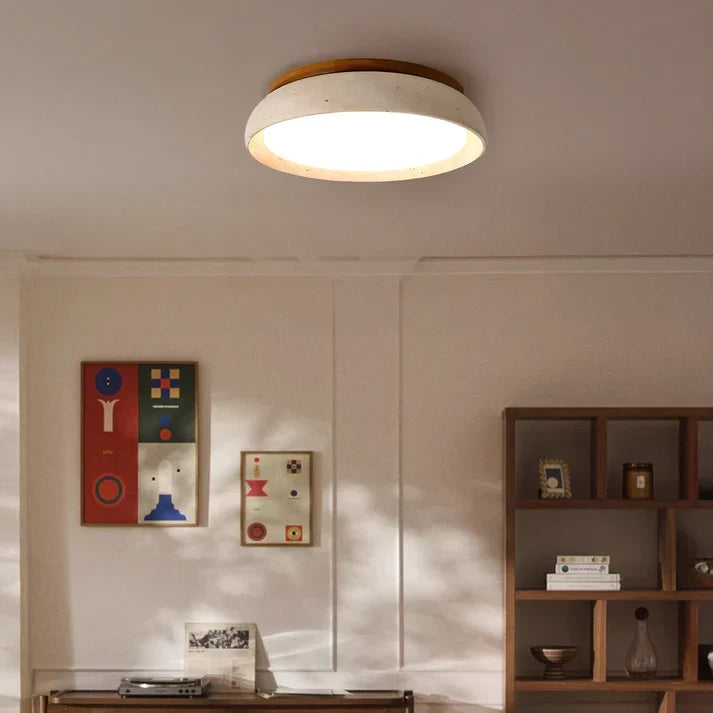 Kairi Scandinavian Travertine Stone Round Ceiling Light 4