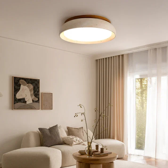 Kairi Scandinavian Travertine Stone Round Ceiling Light 5