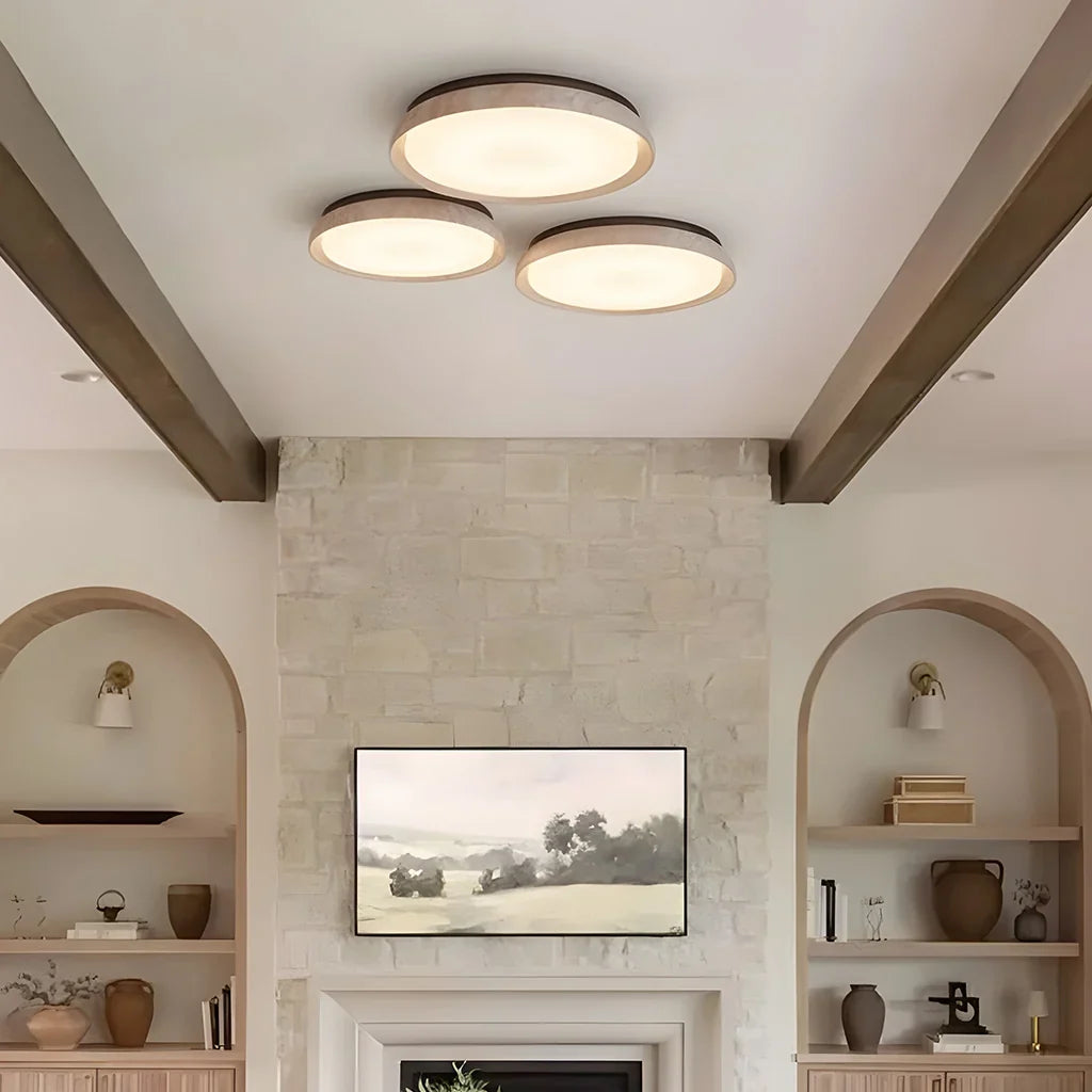 Kairi Scandinavian Travertine Stone Round Ceiling Light 7