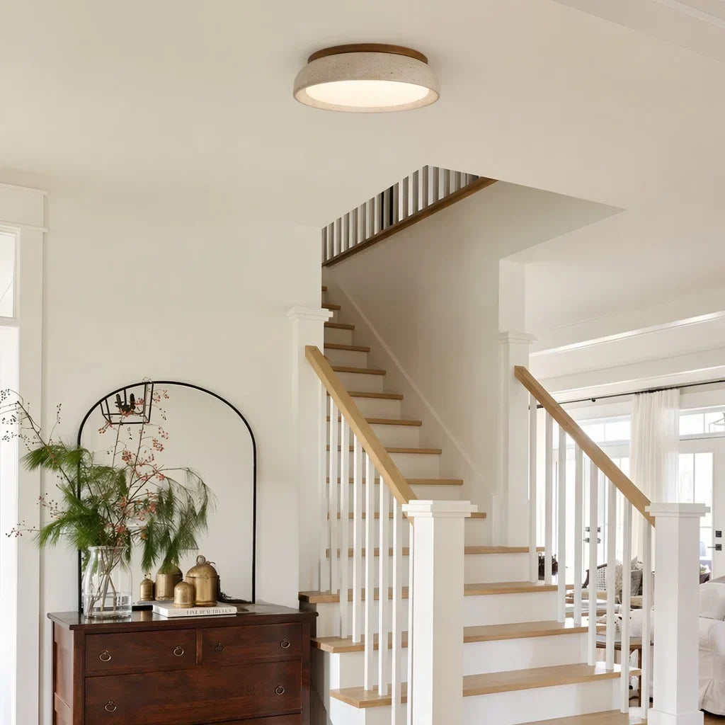 Kairi Scandinavian Travertine Stone Round Ceiling Light 8