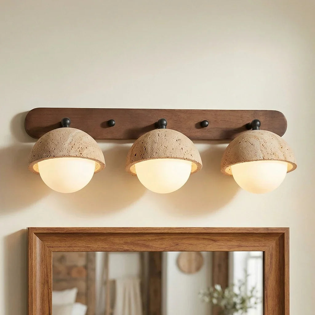 Kairi Wabi Sabi Natural Travertine Globe Wall Lamp 1