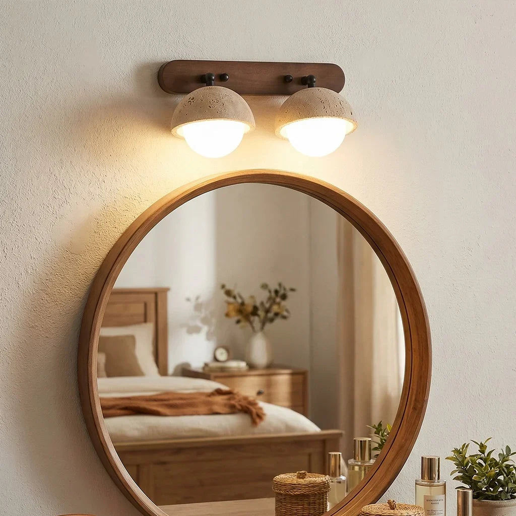 Kairi Wabi Sabi Natural Travertine Globe Wall Lamp 2
