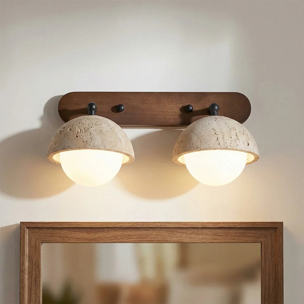 Kairi Wabi Sabi Natural Travertine Globe Wall Lamp 3