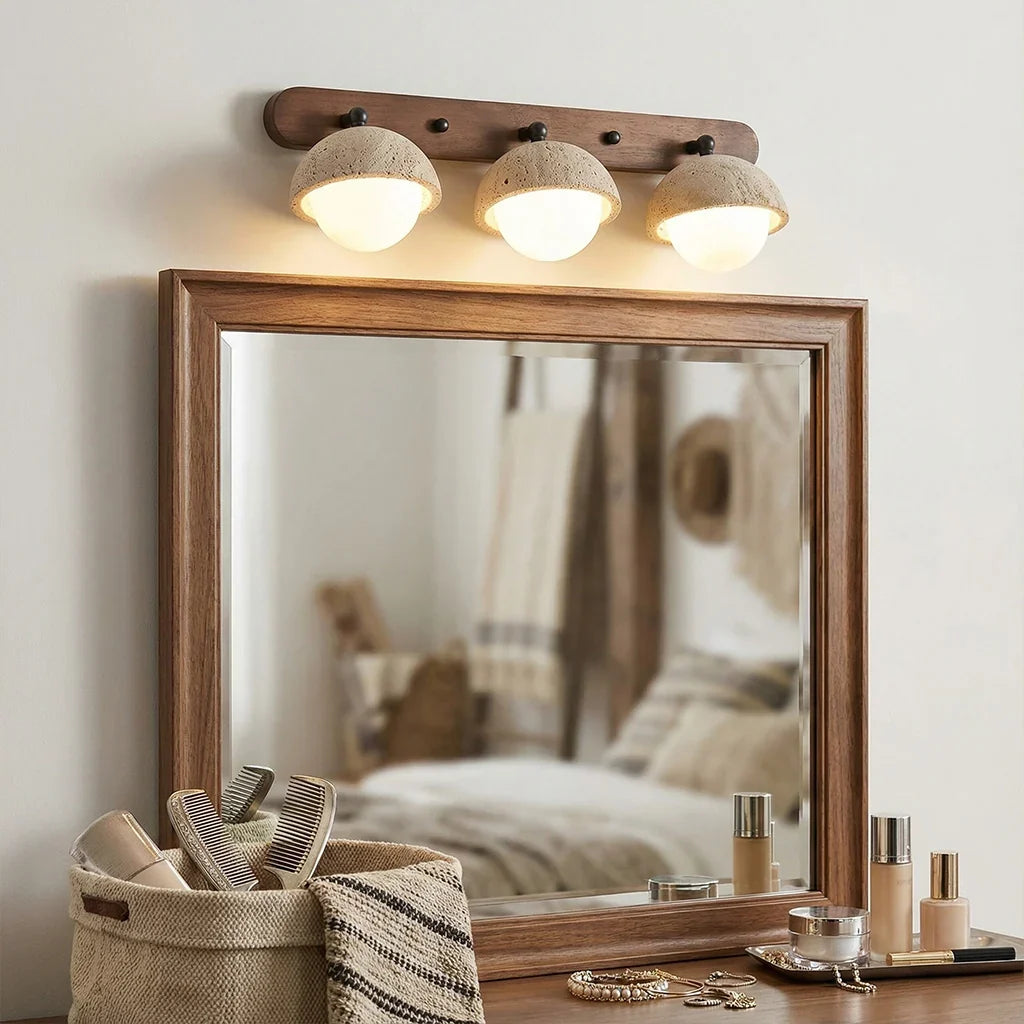 Kairi Wabi Sabi Natural Travertine Globe Wall Lamp 4