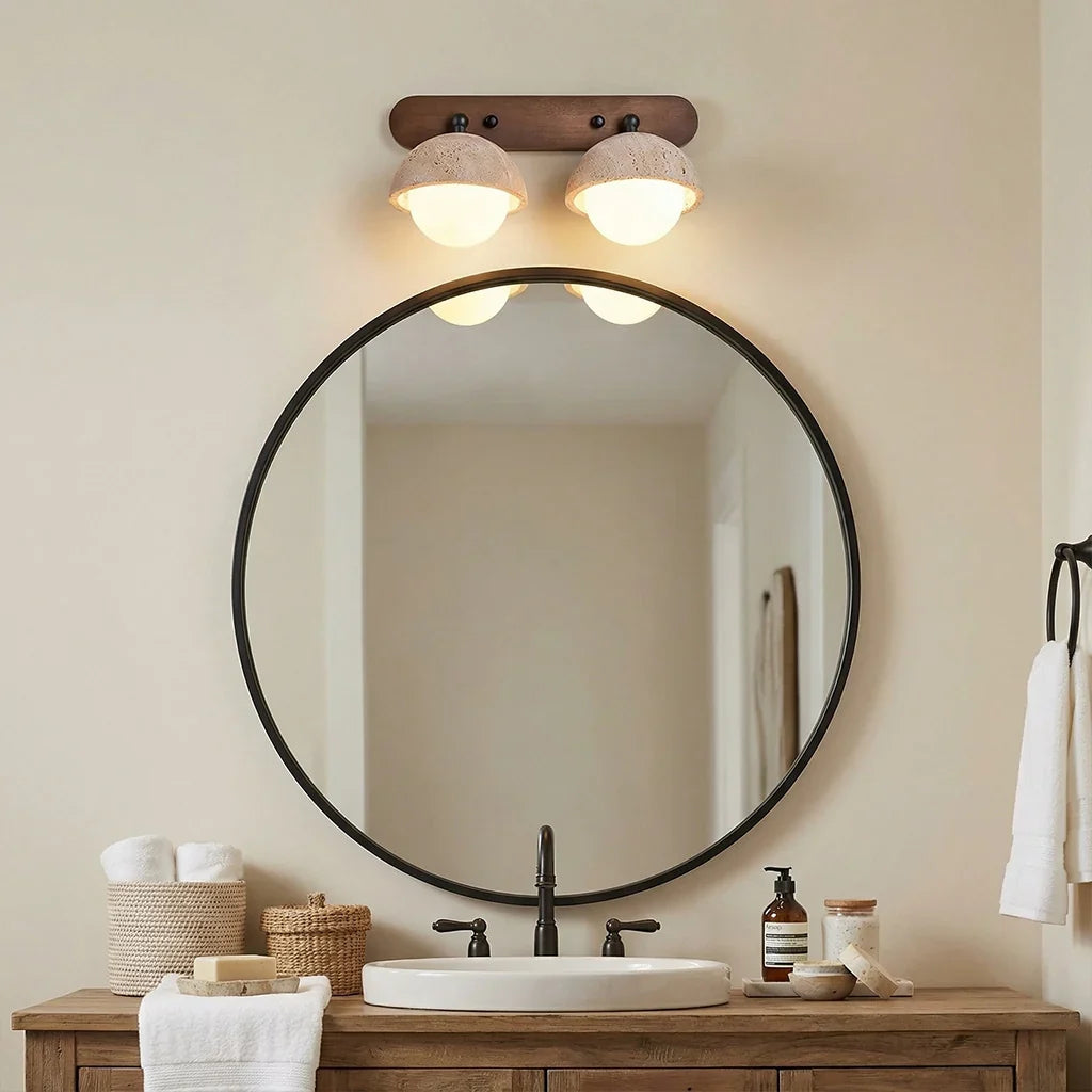 Kairi Wabi Sabi Natural Travertine Globe Wall Lamp 6