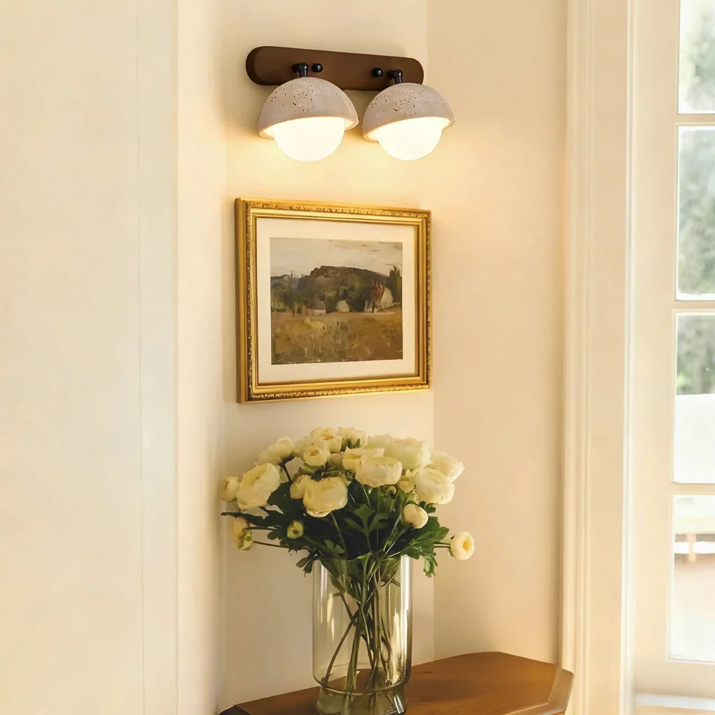 Kairi Wabi Sabi Natural Travertine Globe Wall Lamp 7