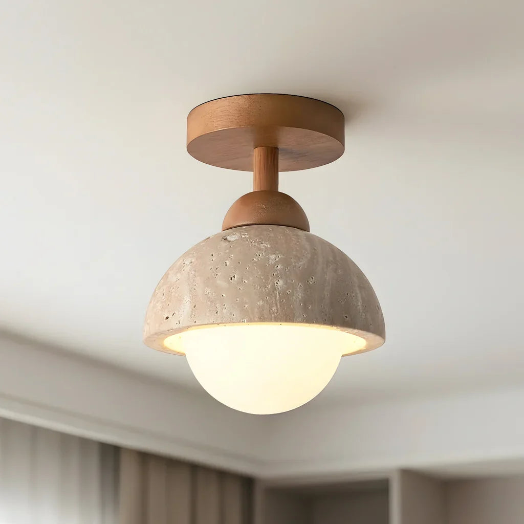 Kairi Wabi Sabi Travertine Stone Ceiling Light 0