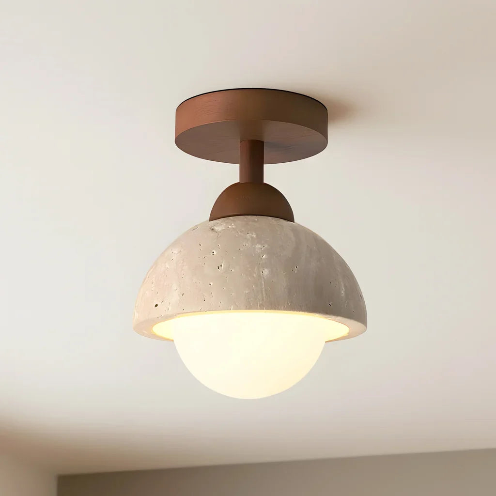 Kairi Wabi Sabi Travertine Stone Ceiling Light 1