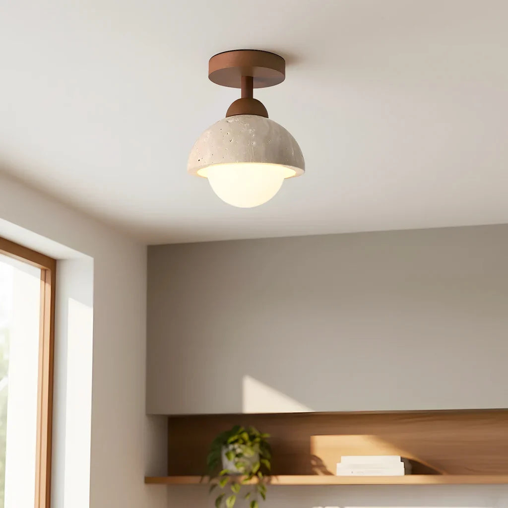 Kairi Wabi Sabi Travertine Stone Ceiling Light 2