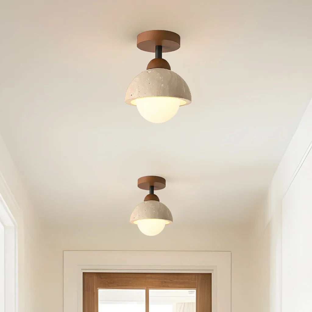 Kairi Wabi Sabi Travertine Stone Ceiling Light 3