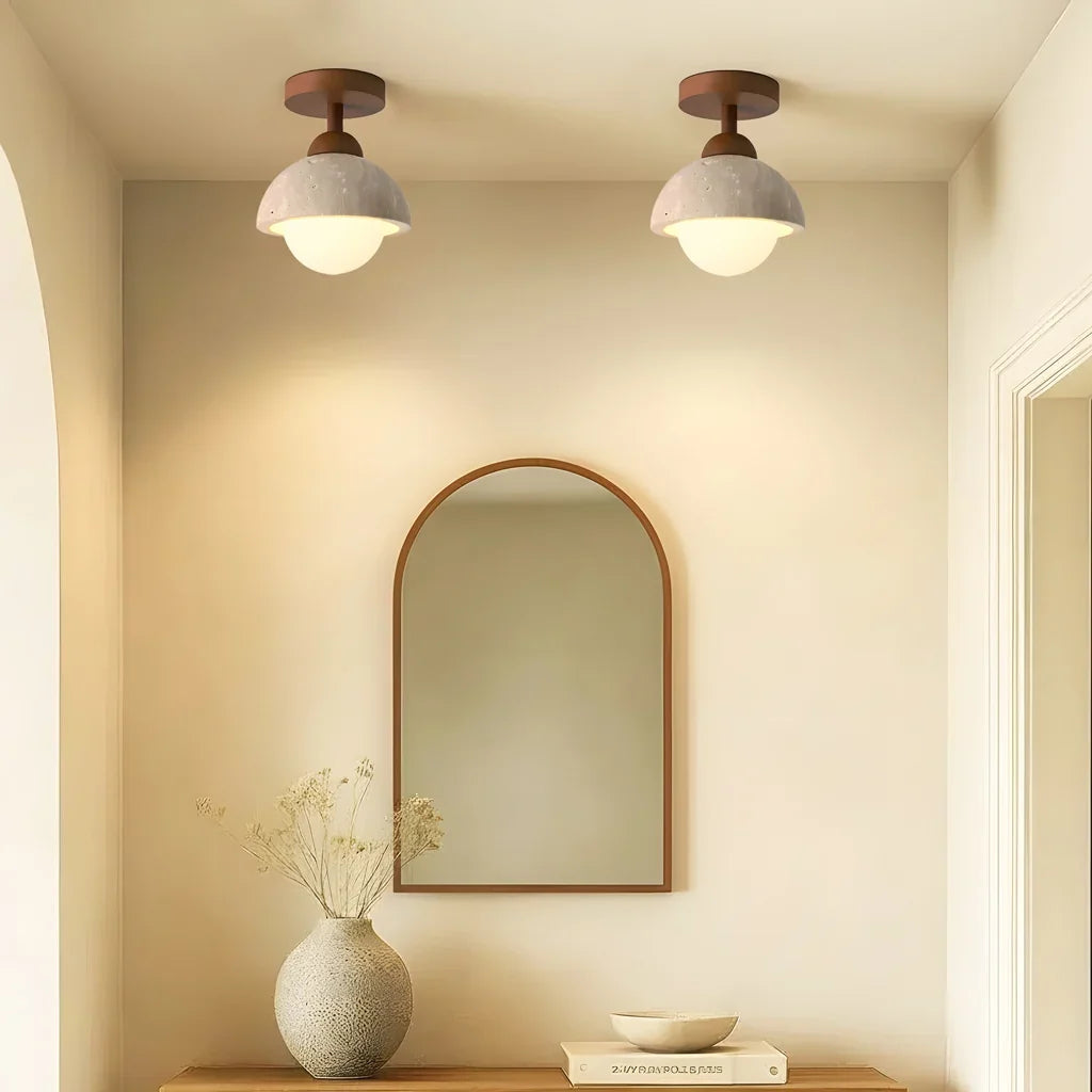 Kairi Wabi Sabi Travertine Stone Ceiling Light 5