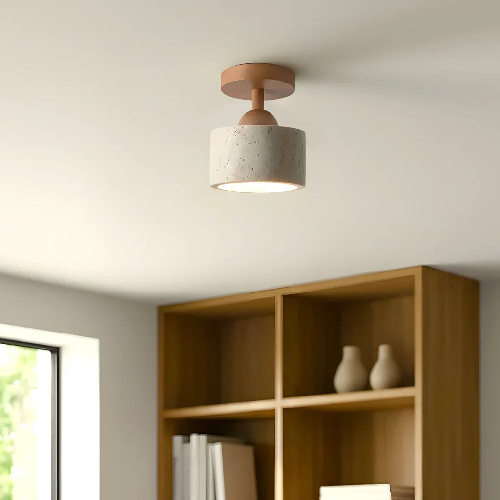 Kairi Wabi Sabi Travertine Stone Ceiling Light 7