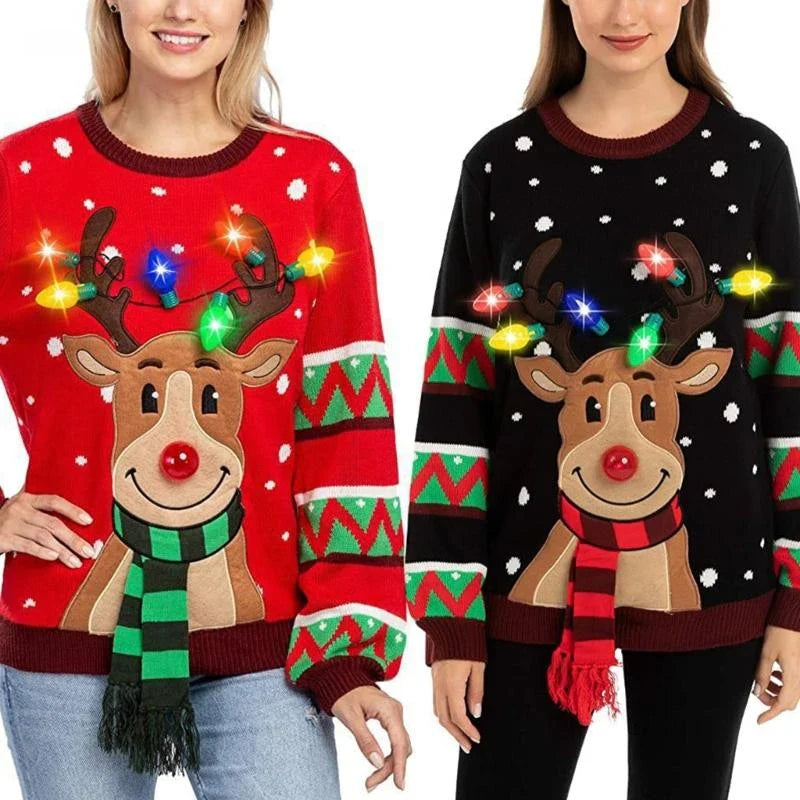 Kersttrui Dames met LED-Verlichting en Rendierpatroon, Zacht en Comfortabel 0