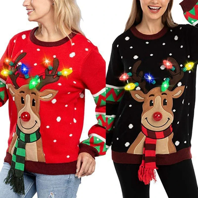 Kersttrui Dames met LED-Verlichting en Rendierpatroon, Zacht en Comfortabel 1