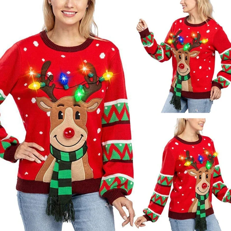 Kersttrui Dames met LED-Verlichting en Rendierpatroon, Zacht en Comfortabel 2