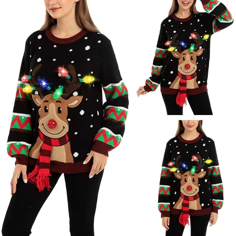 Kersttrui Dames met LED-Verlichting en Rendierpatroon, Zacht en Comfortabel 3