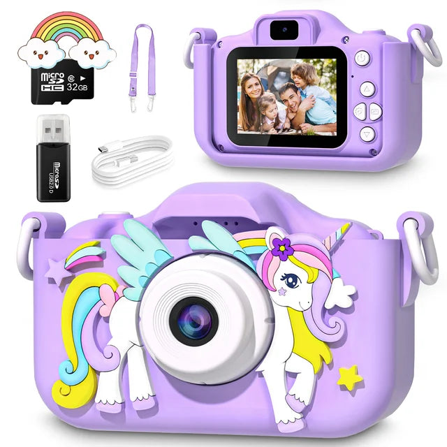 Kindercamera Unicorn – Fotocamera met Video & 32GB SD-kaart 0