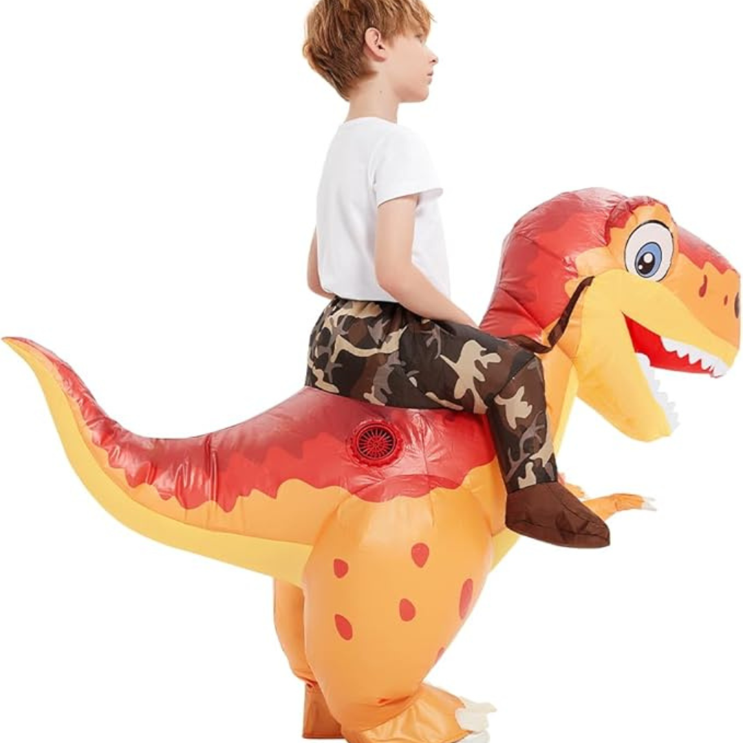 Kinderen Opblaasbare Halloween Dinosauruskostuum | Rijd-Op T-Rex met Ventilator 1