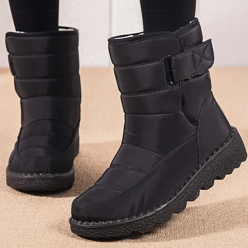 Kira – Damen Winterschuhe wasserdicht mit Fellfutter, rutschfest, schwarz